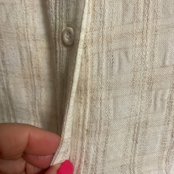 MAVEN WEST off the shoulder casual cream plaid dress / ruffle / button front Med - Picture 8 of 16